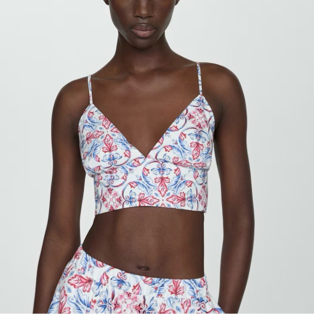 Mango Crop Top Adjustable‎ Strap Stretch Boho Size Medium